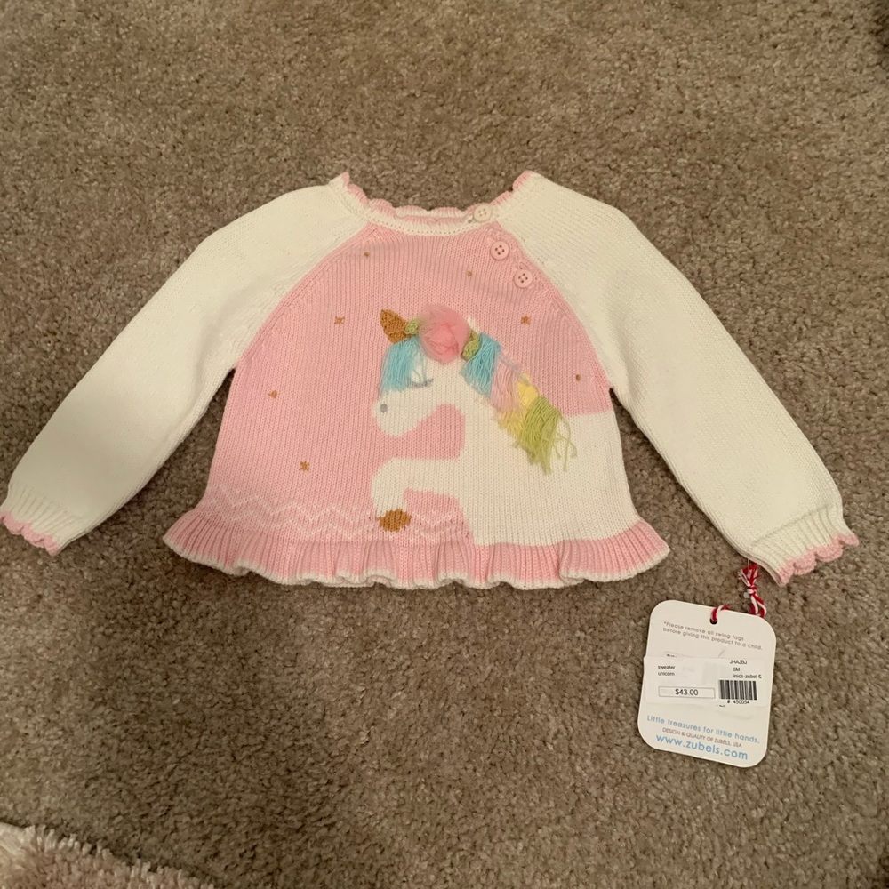 Unicorn 6M sweater NWT
